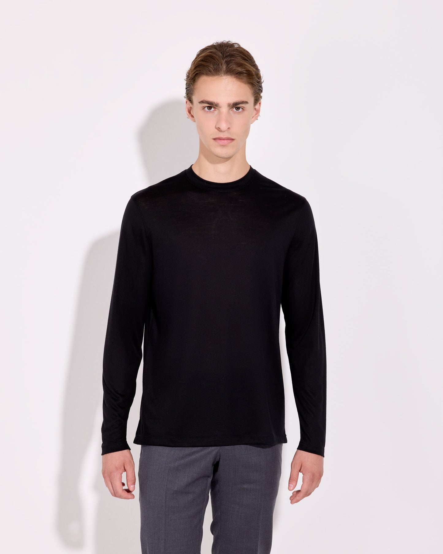 T-shirt manica lunga royal merino nero