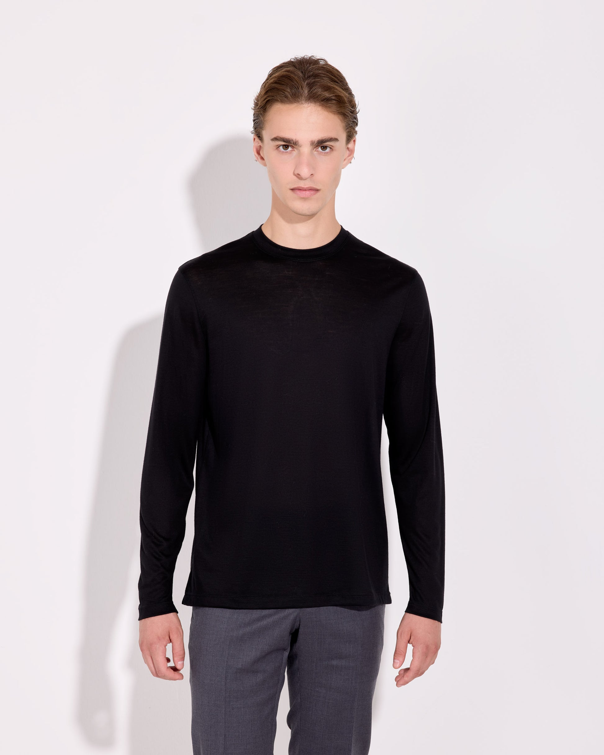 T-shirt manica lunga royal merino nero