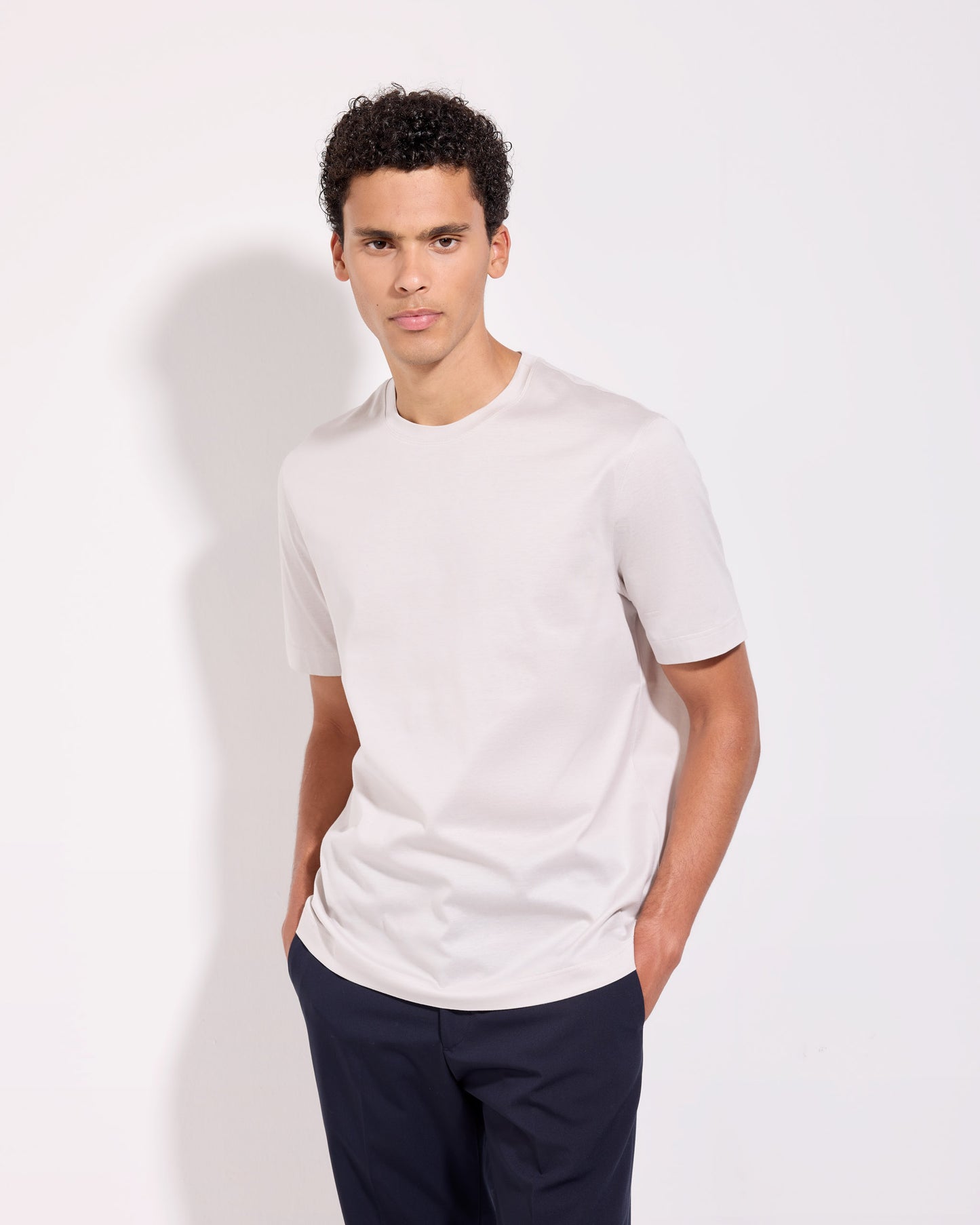 T-shirt supima jersey di cotone avorio