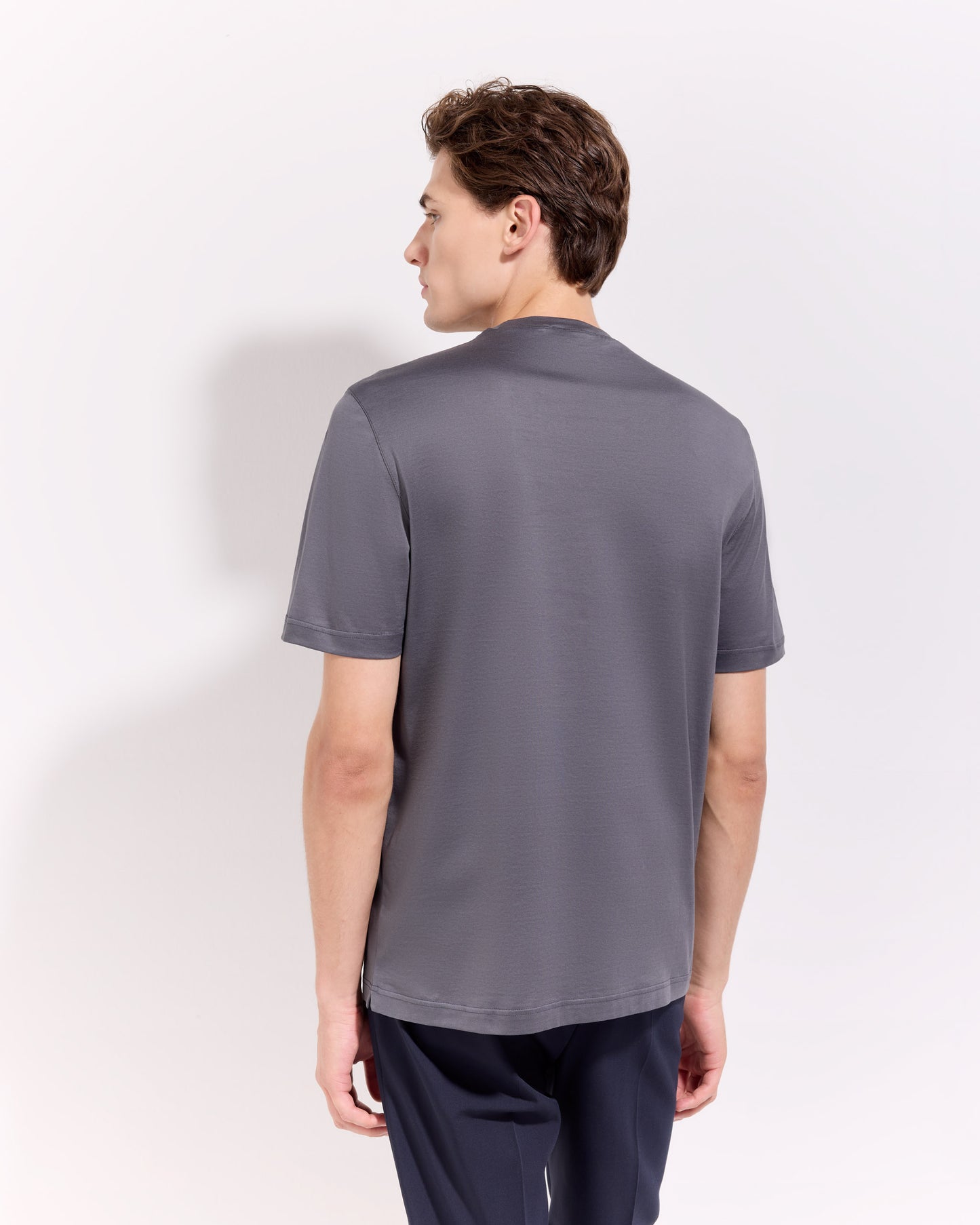 T-shirt supima jersey di cotone grigio ferro