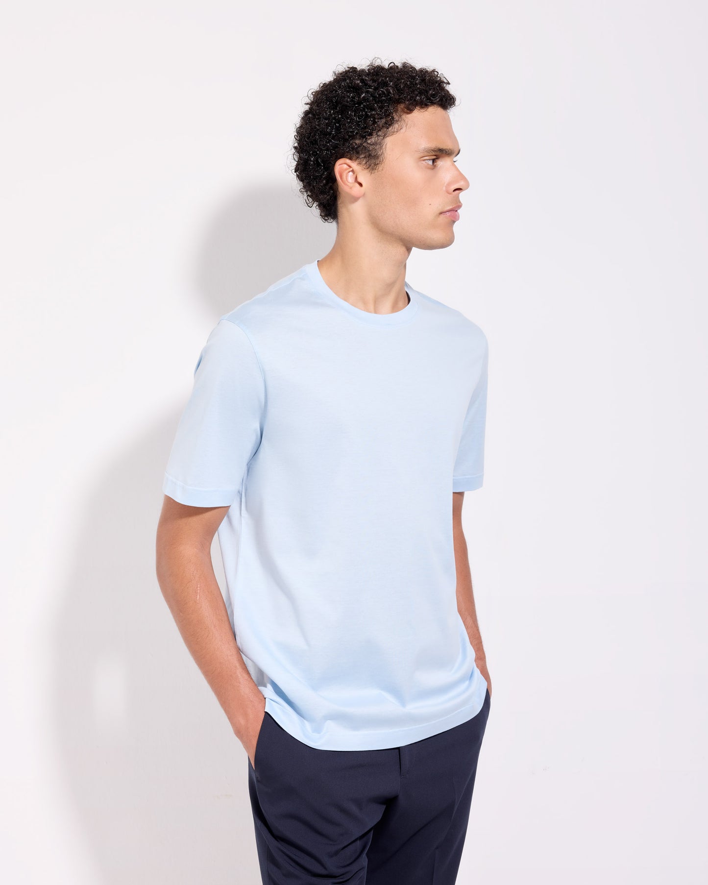 T-shirt supima jersey di cotone grigio polvere