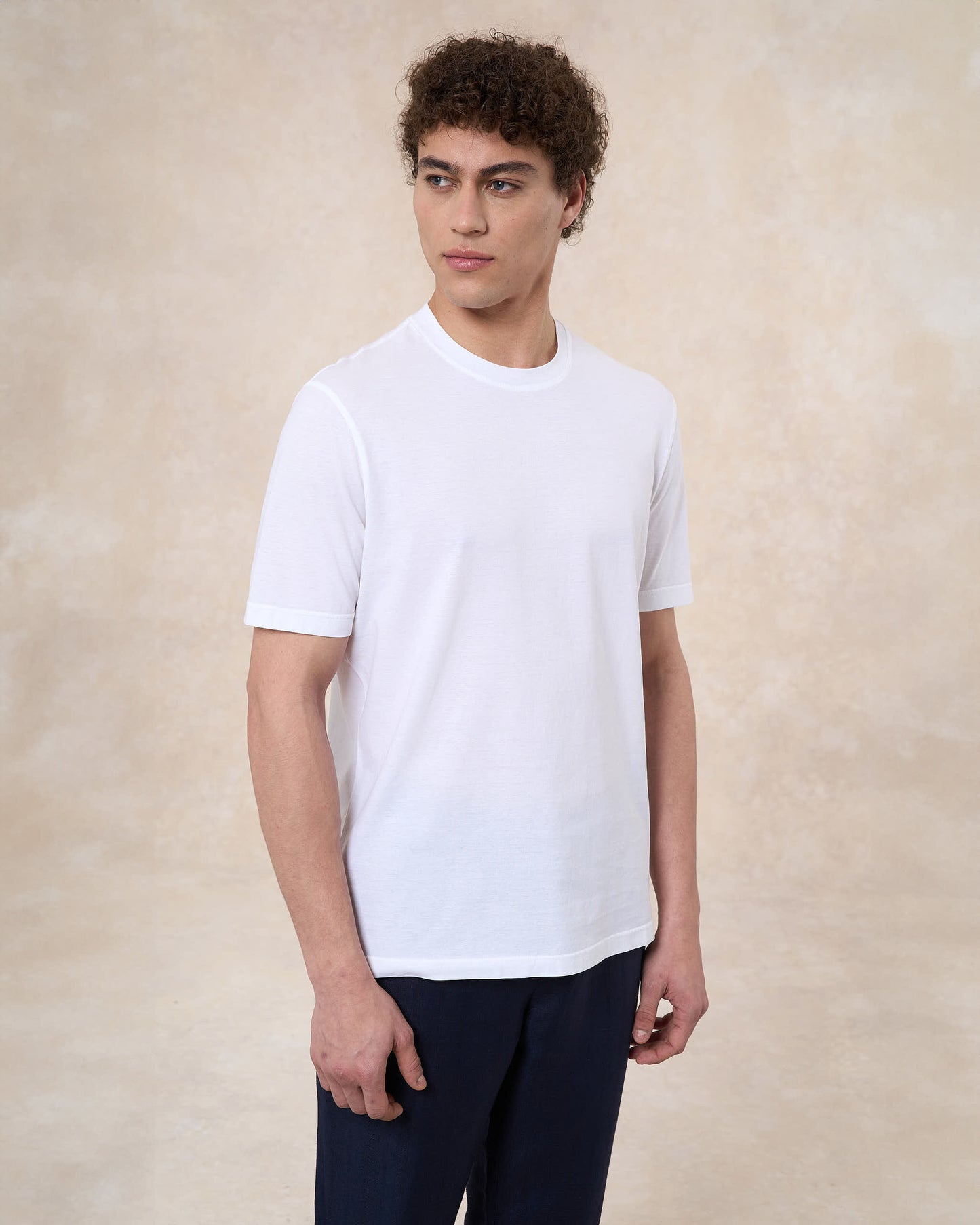 T-shirt bianco ottico in cotone crepe