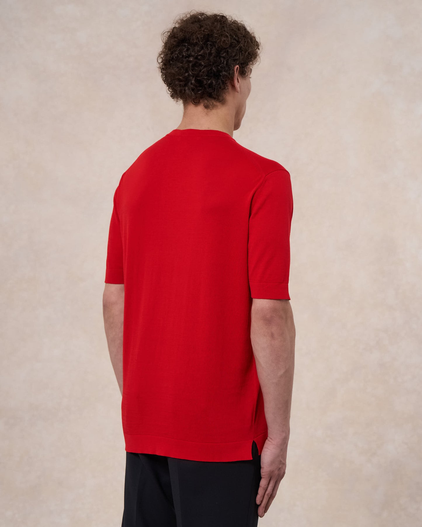 T-shirt rosso fuoco in cotone crepe slim fit