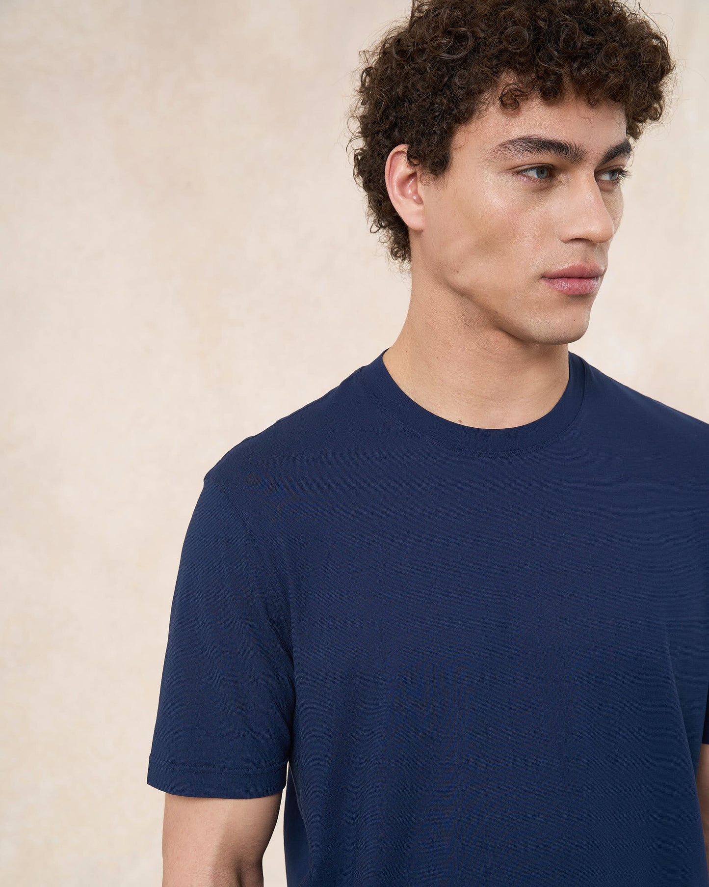 T-shirt blu indaco in cotone crepe