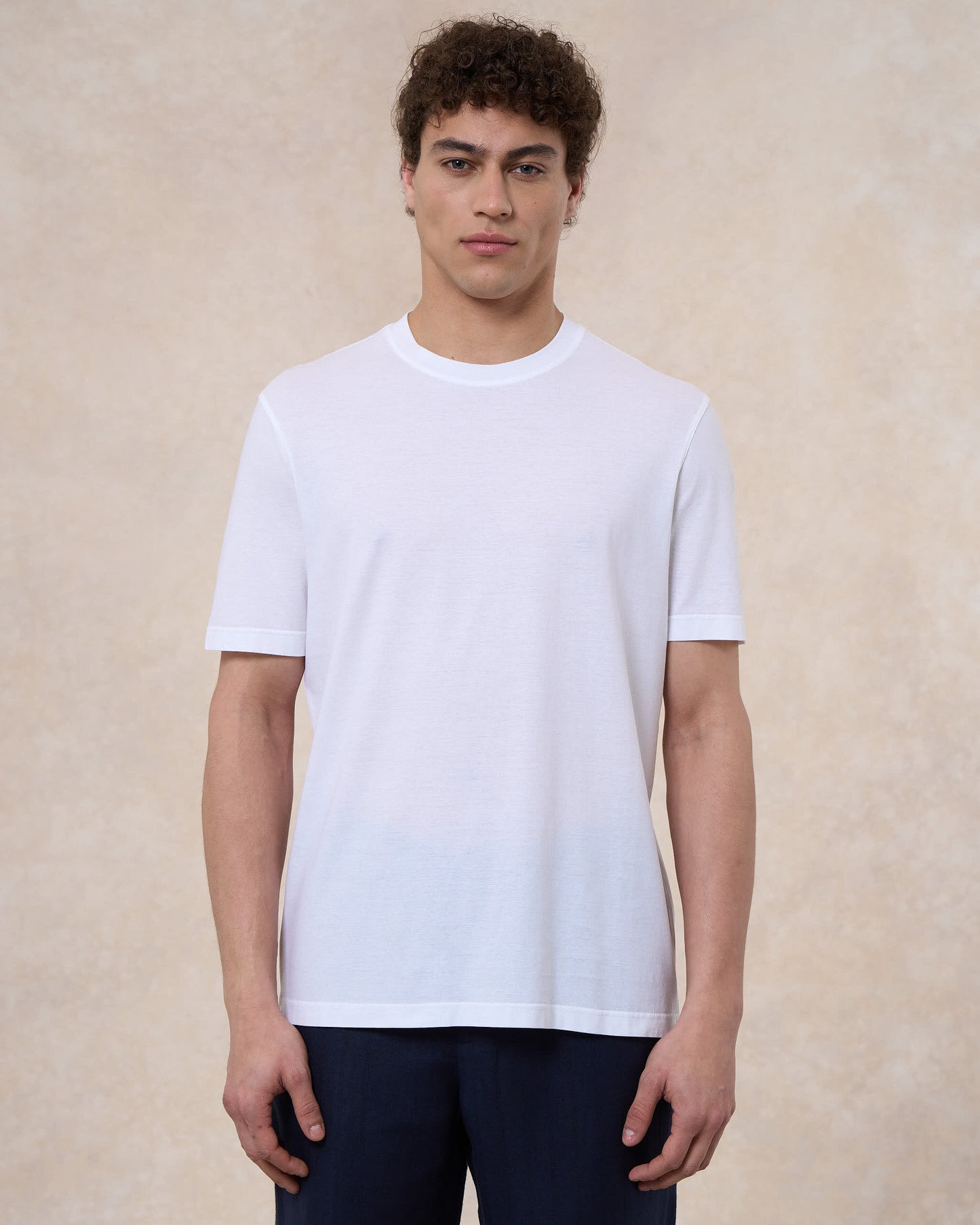 T-shirt bianco ottico in cotone crepe