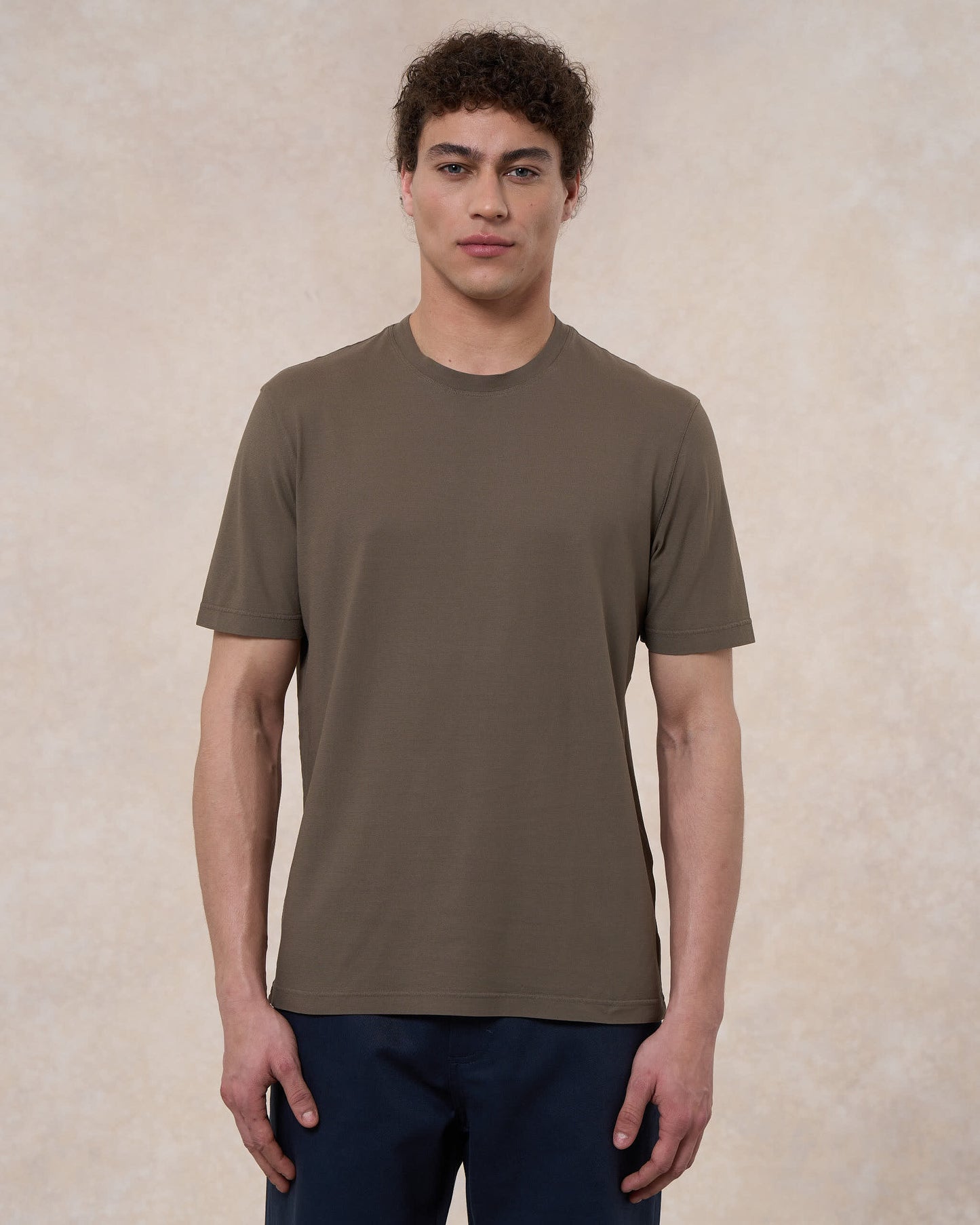 T-shirt tortora in cotone crepe