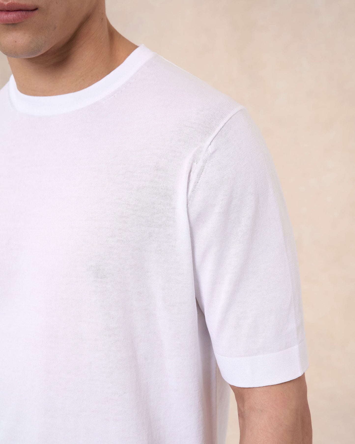 T-shirt bianco ottico in cotone crepe slim fit