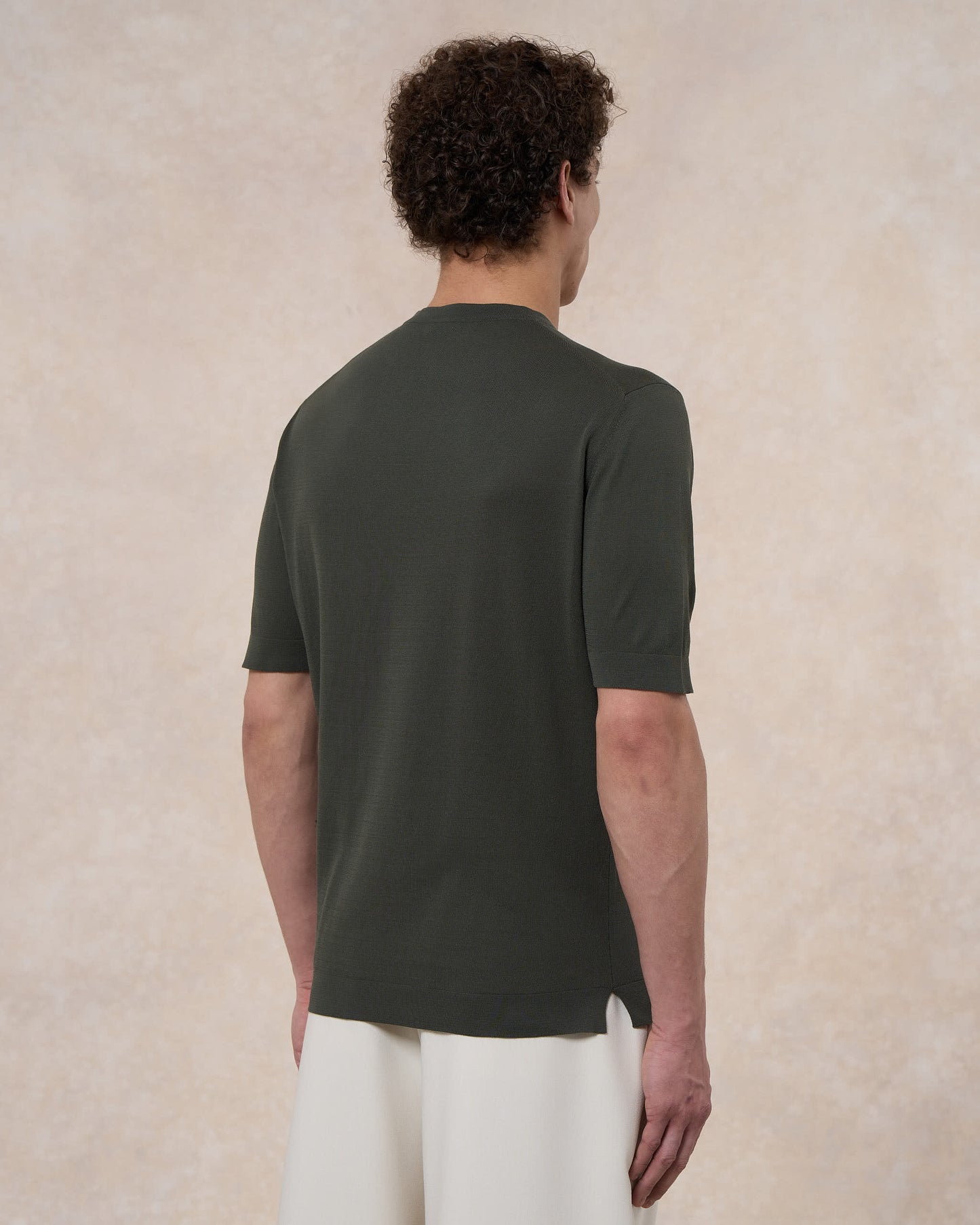 T-shirt verde militare in cotone crepe slim fit