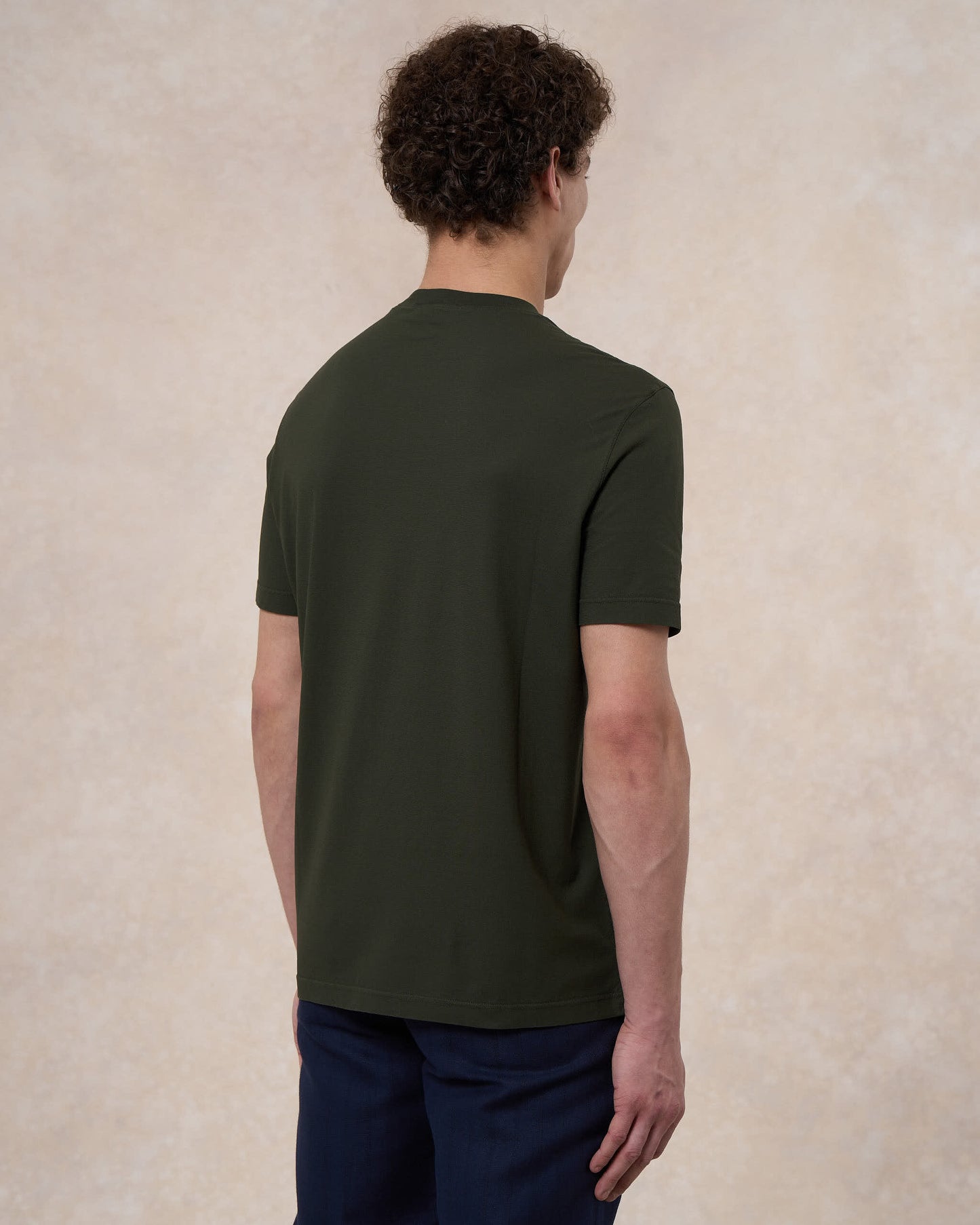T-shirt verde militare in cotone crepe