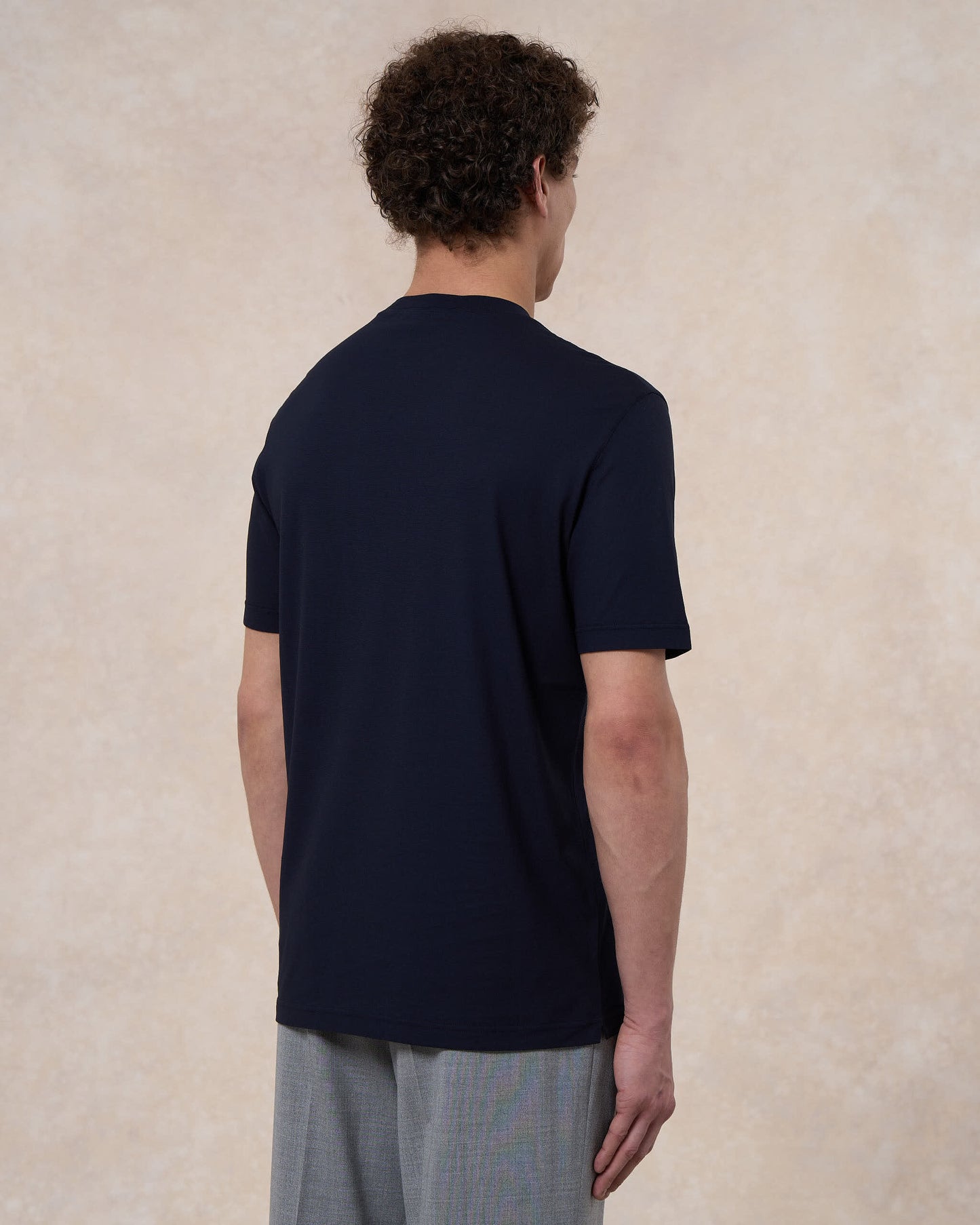 T-shirt blu navy in cotone crepe