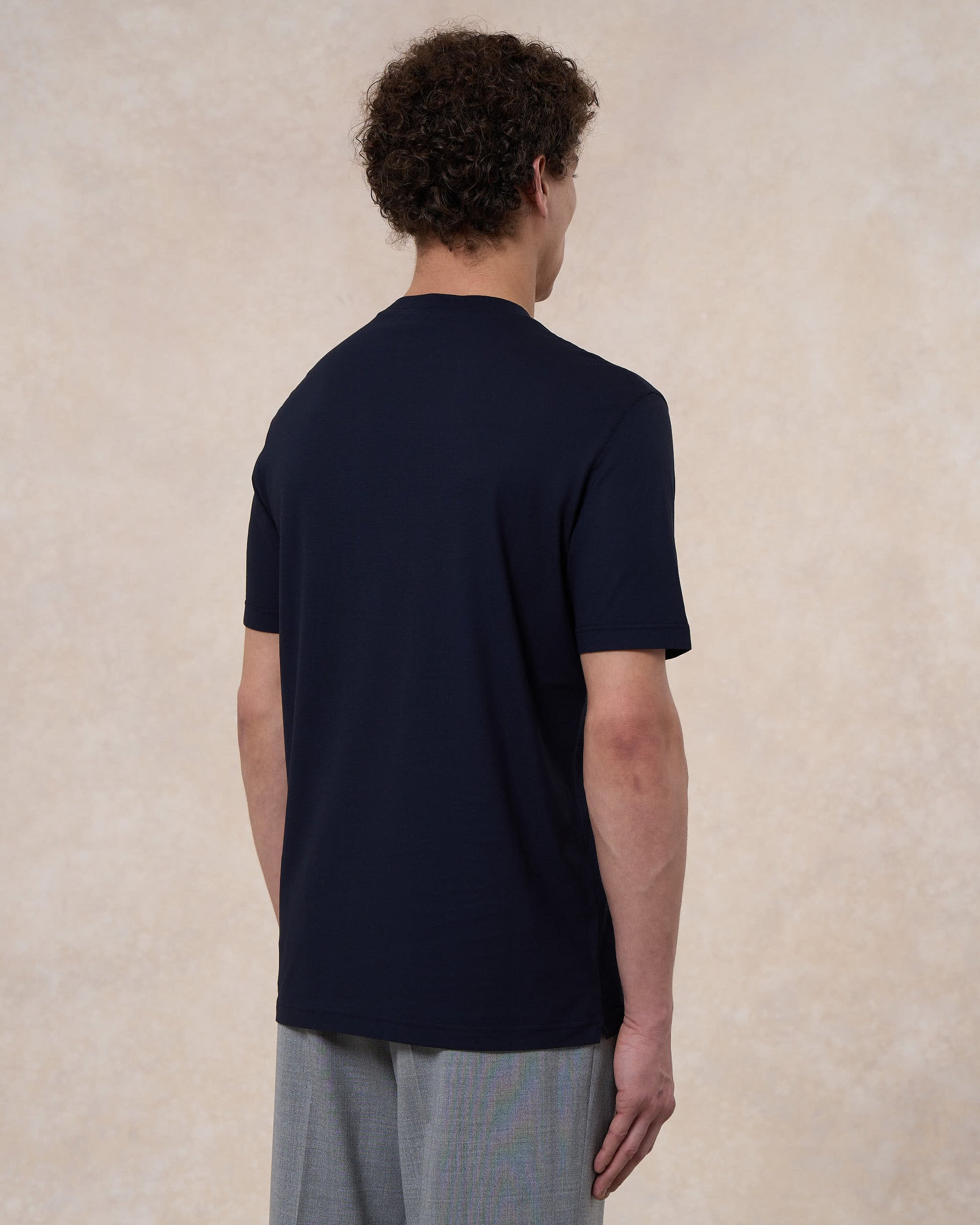 T-shirt blu navy in cotone crepe