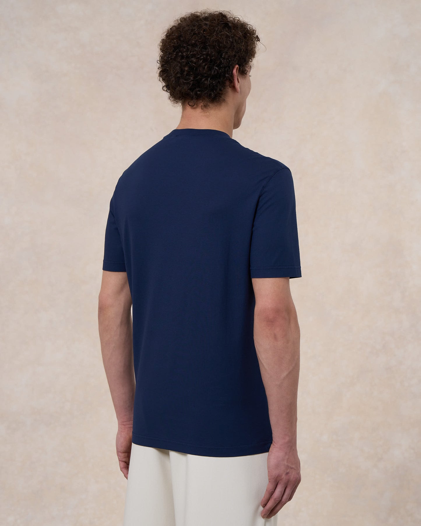 T-shirt blu indaco in cotone crepe