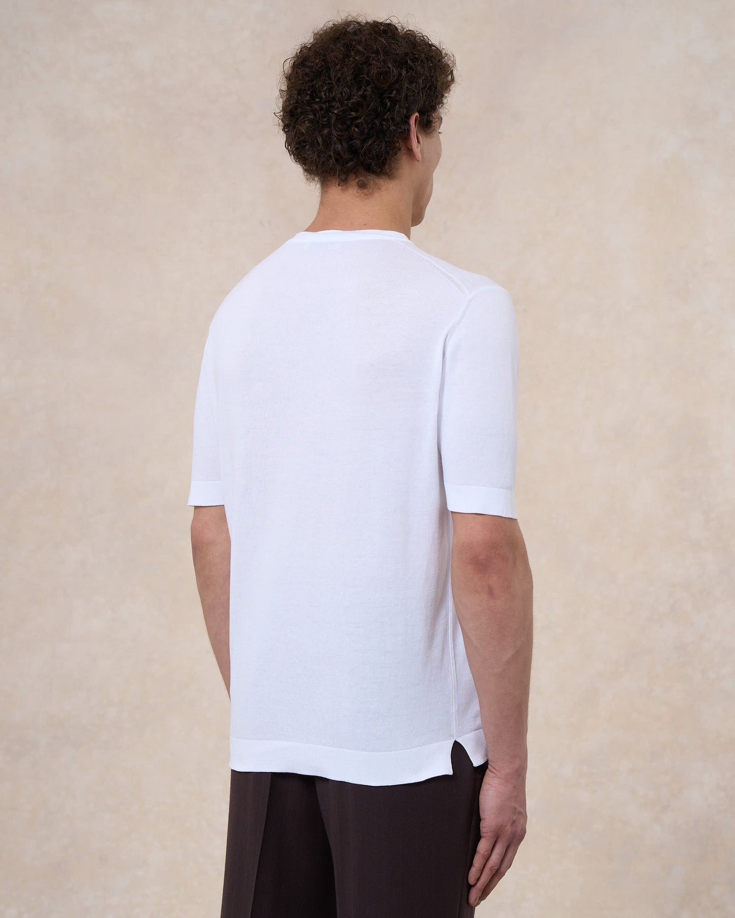 T-shirt bianco ottico in cotone crepe slim fit