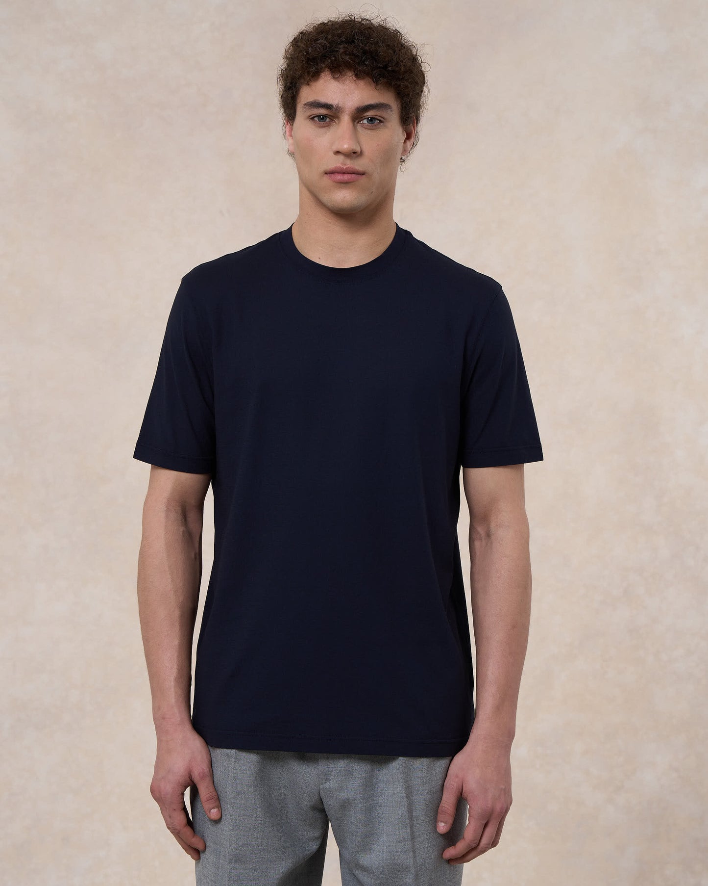 T-shirt blu navy in cotone crepe