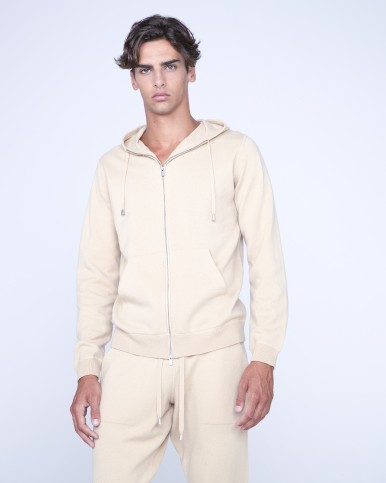WOOL AND CASHMERE HOODED FULLZIP