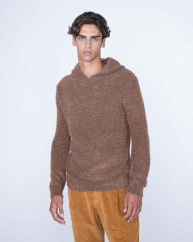 CASHMERE AND SILK BOUCLE HOODIE