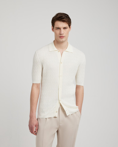 CABLE KNITTED SHIRT POLO