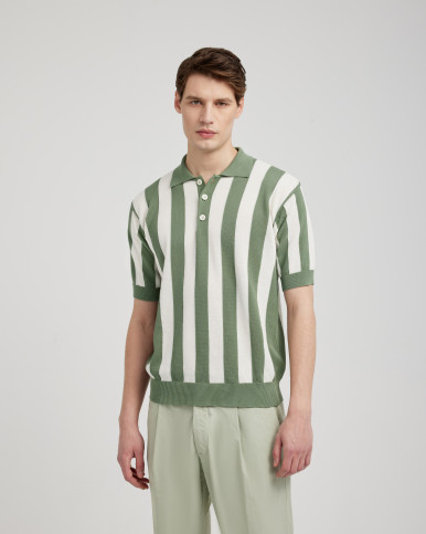 PHI CAPSULE KNITTED STRIPED PIQUET POLO