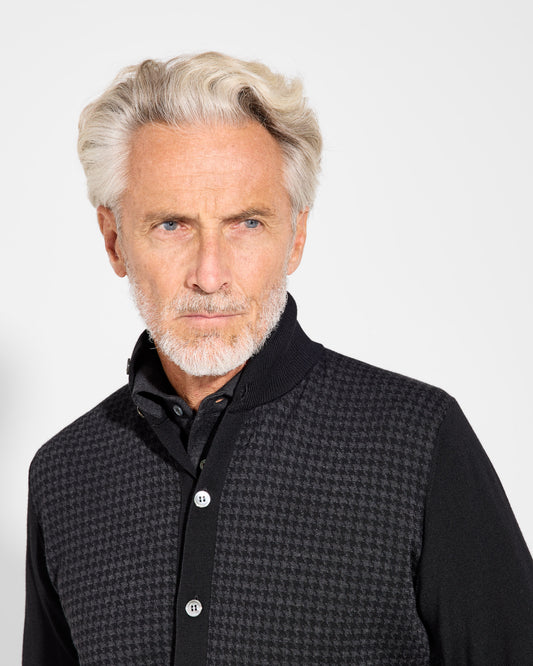 Cardigan con bottoni pied de poule