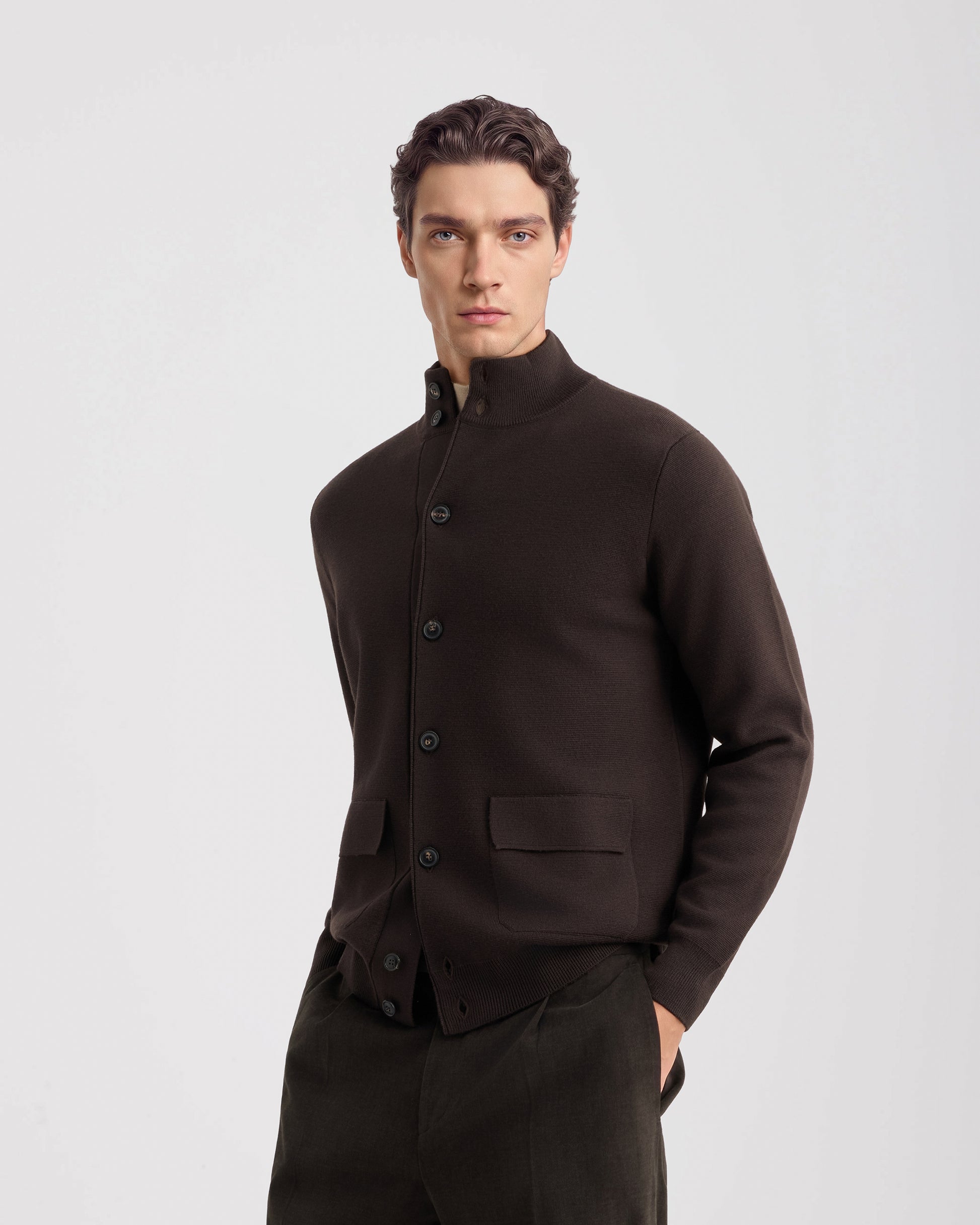 Buttoned cardigan BROWN | Filippo De Laurentiis