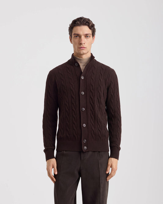 Buttoned cardigan Marrone | Filippo De Laurentiis