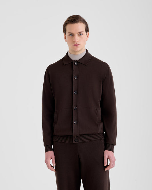 Shirt collar cardigan  BROWN | Filippo De Laurentiis