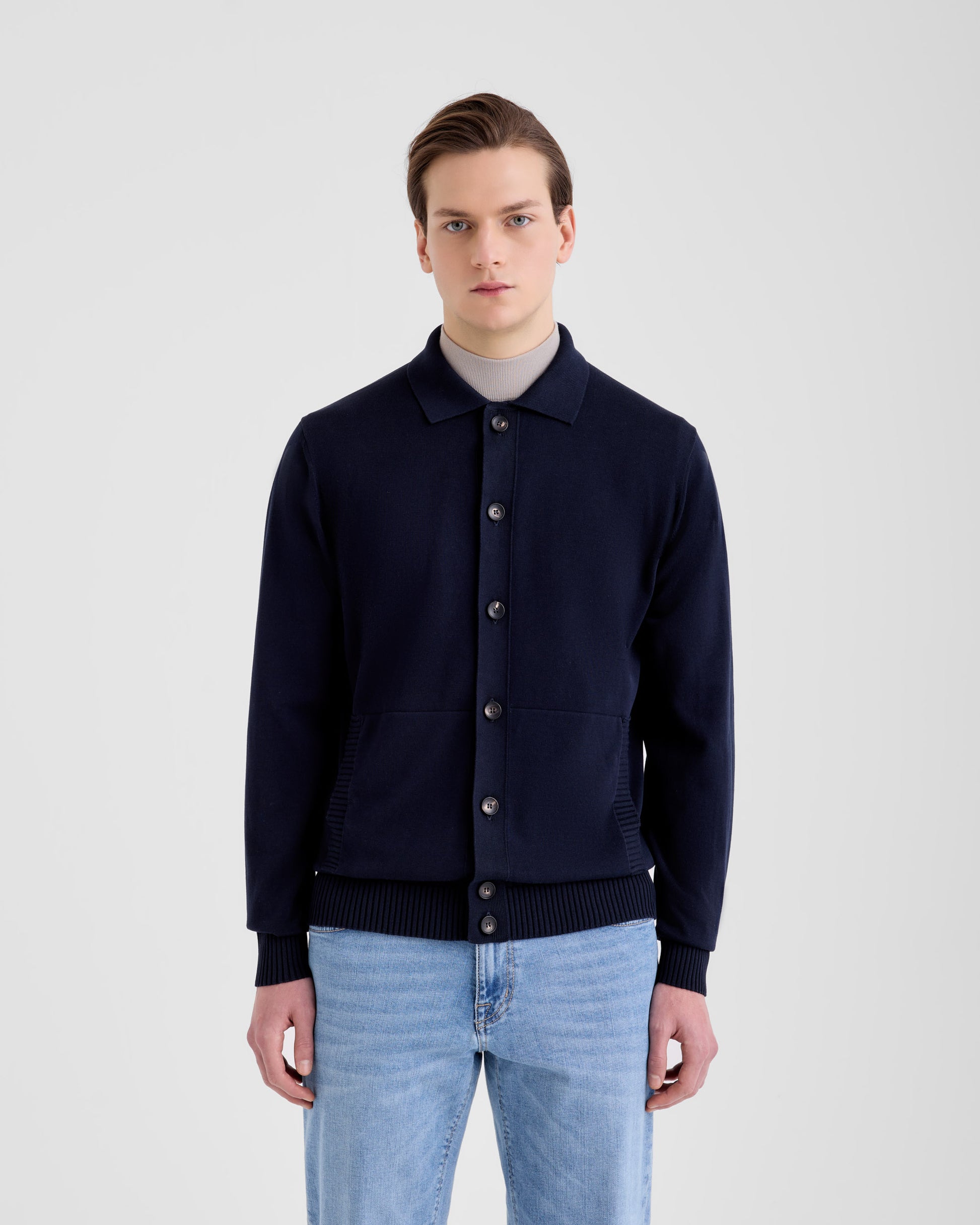 Shirt collar cardigan  NAVY BLUE | Filippo De Laurentiis
