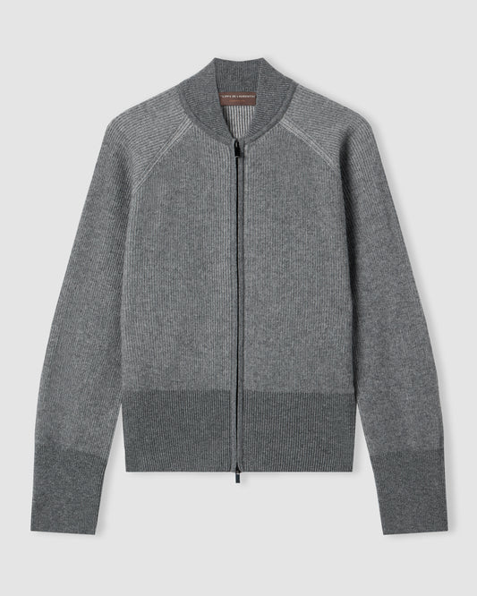 Raglan-sleeve zipped bomber jacket GREY - PEARL | Filippo De Laurentiis
