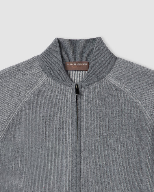 Raglan-sleeve zipped bomber jacket GREY - PEARL | Filippo De Laurentiis