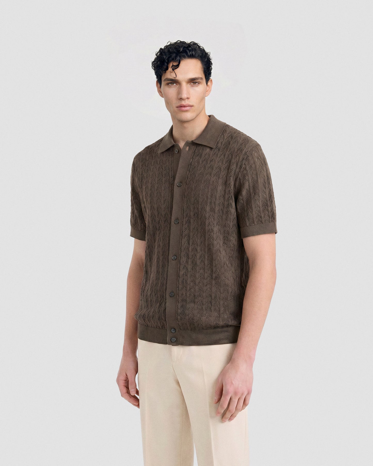 Short sleeve crochet shirt |553139|