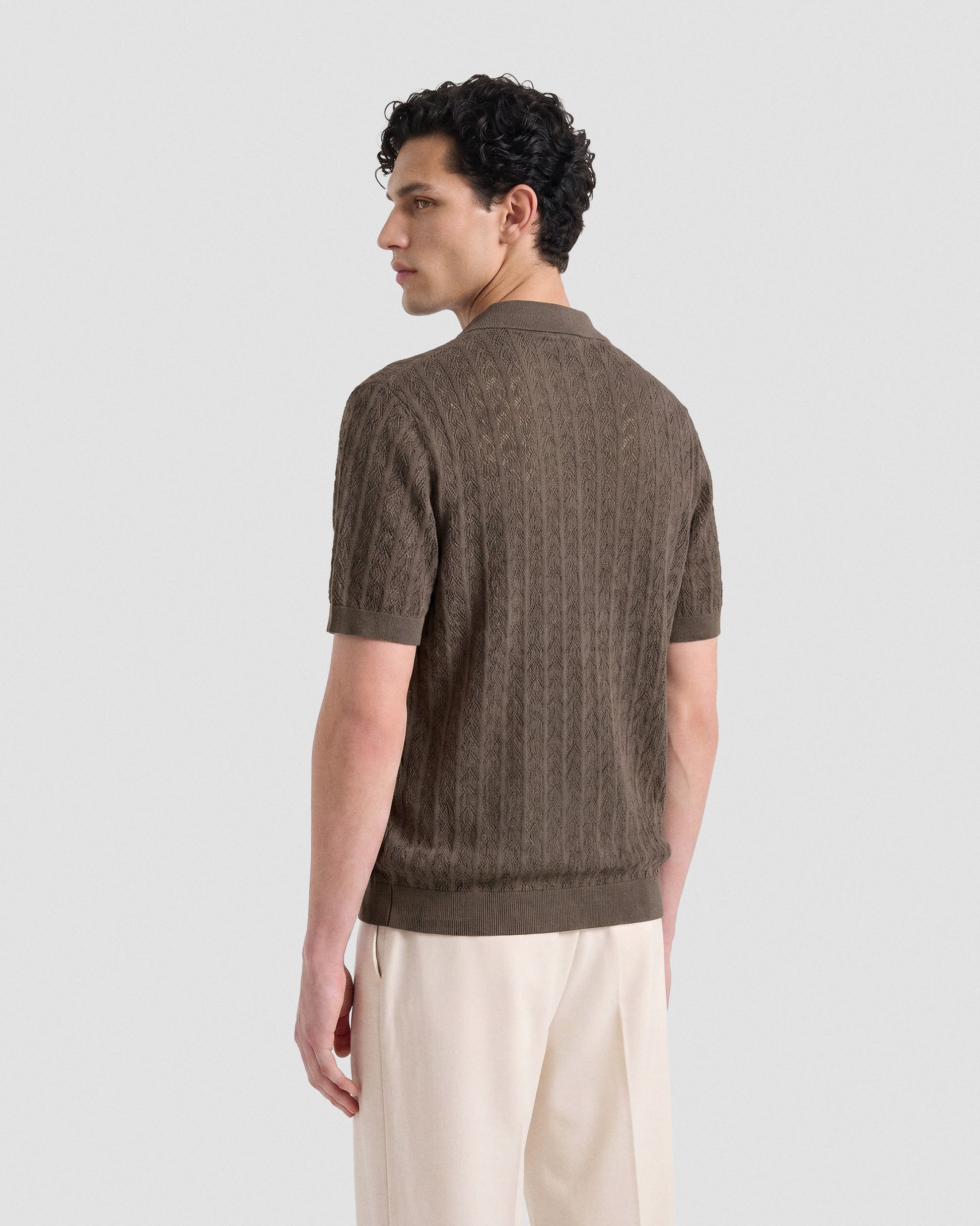 Short sleeve crochet shirt OIL | Filippo De Laurentiis