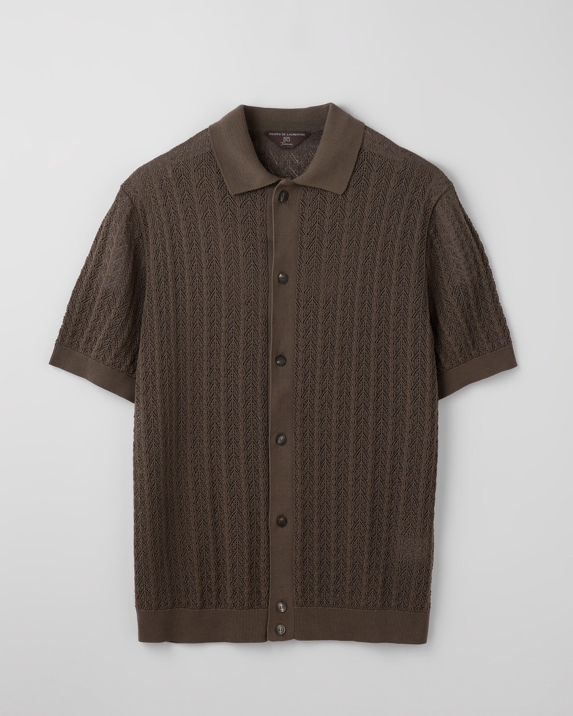 Short sleeve crochet shirt OIL | Filippo De Laurentiis