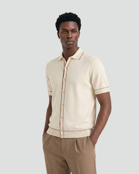 Camicia manica corta latte-mattone | Filippo De Laurentiis
