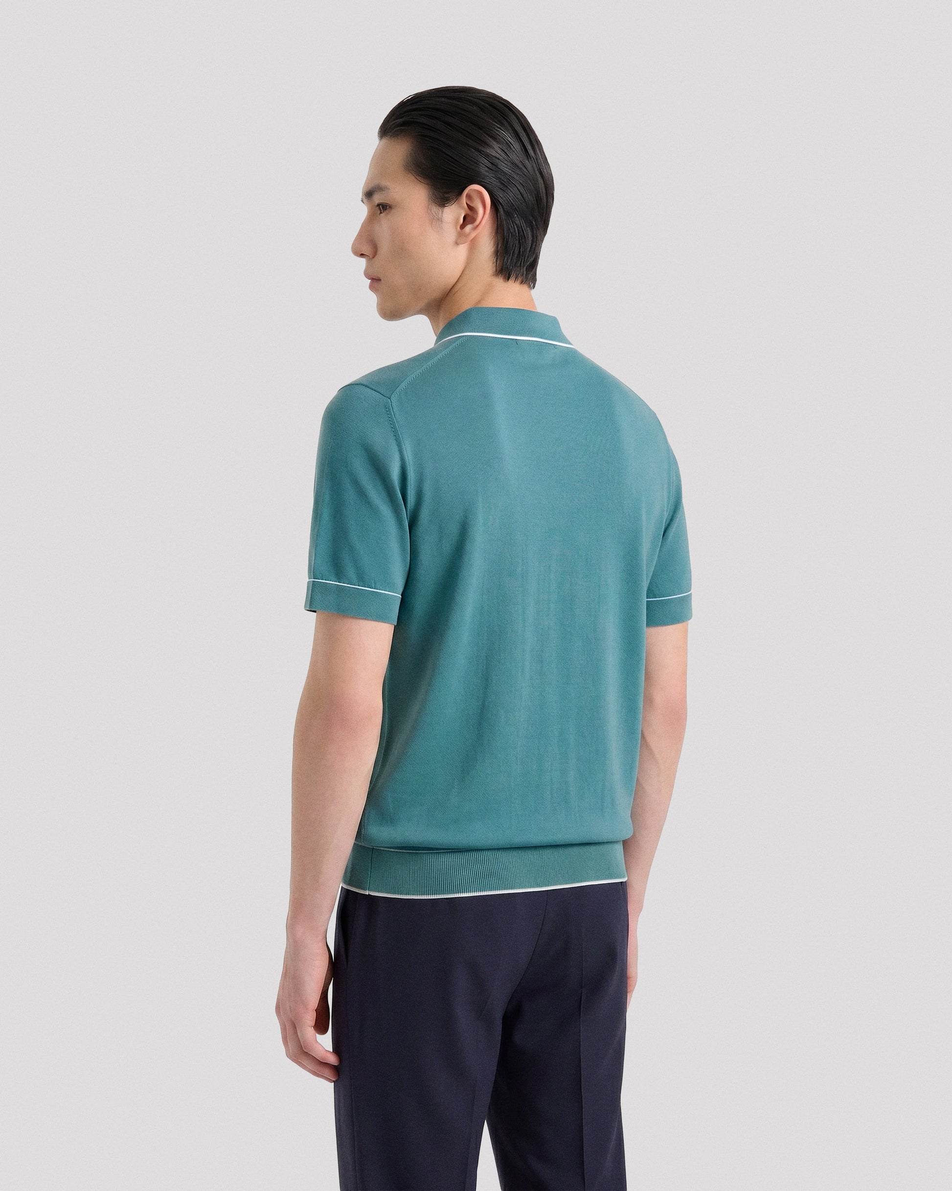 Camicia manica corta turchese-bianco | Filippo De Laurentiis