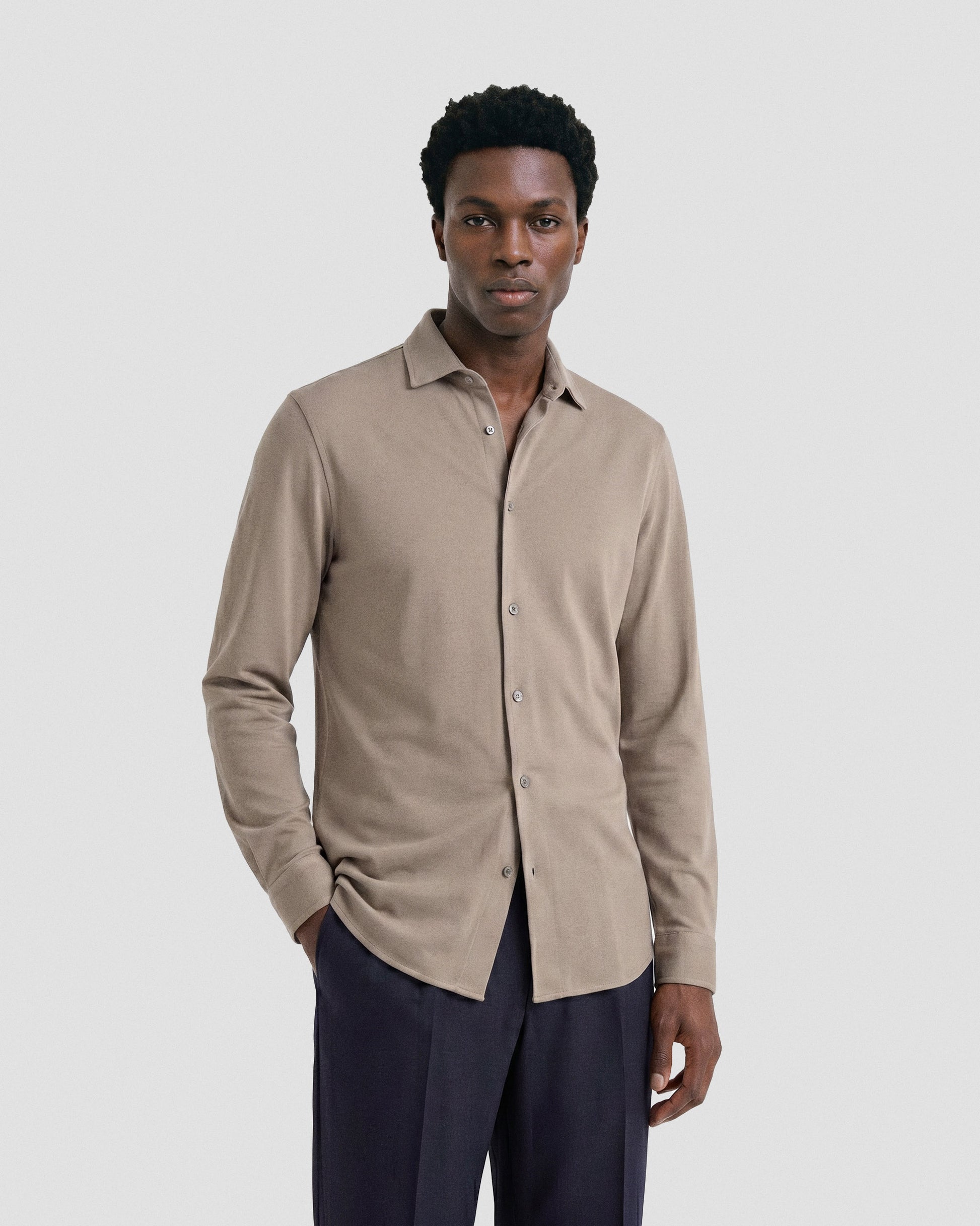Long sleeve shirt TAUPE | Filippo De Laurentiis