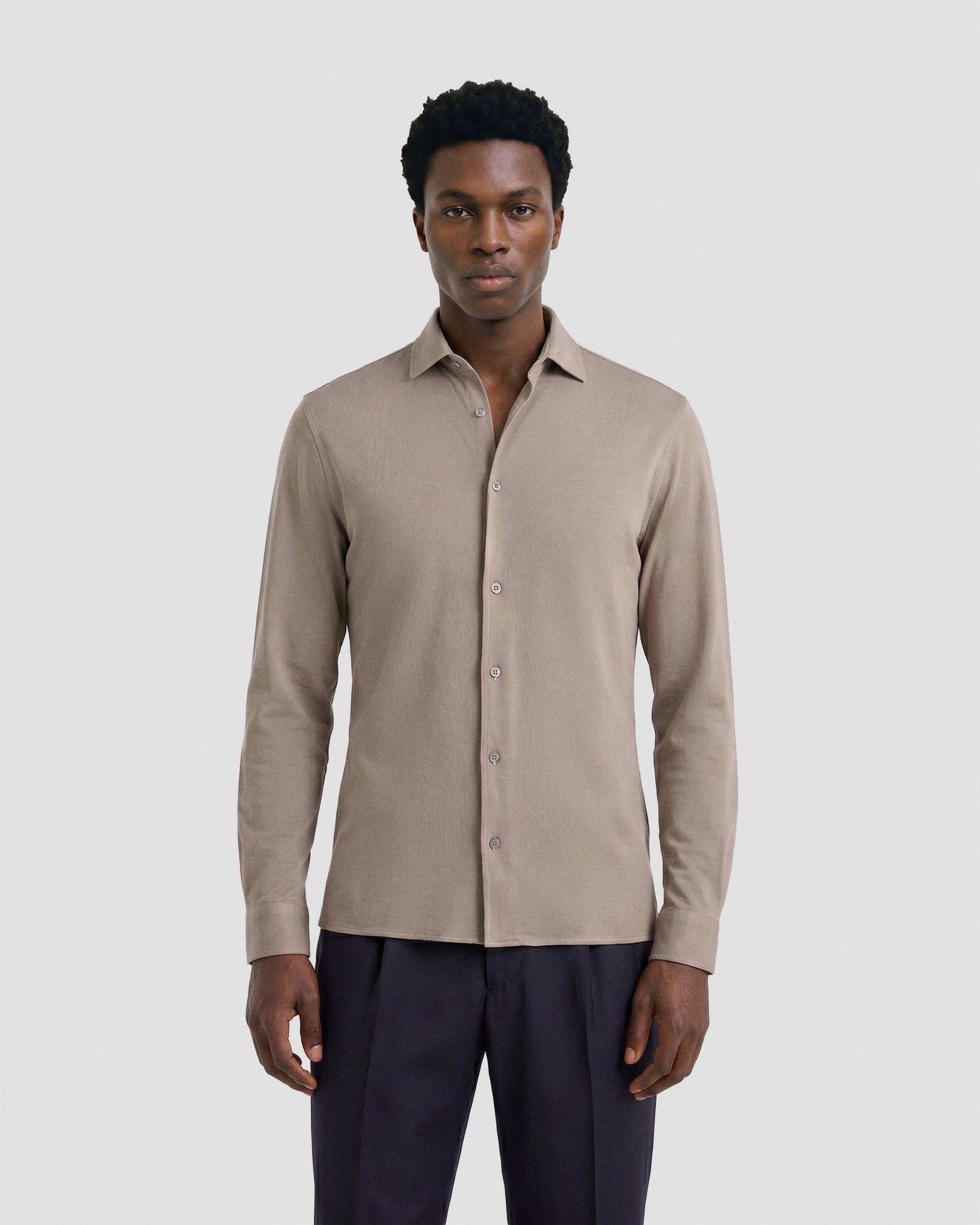 Long sleeve shirt TAUPE | Filippo De Laurentiis