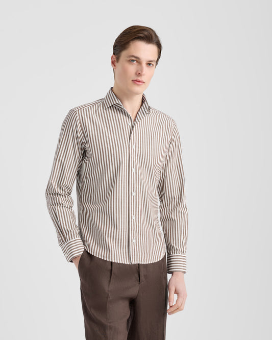 Camicia collo paramontura Bianco - tortora | Filippo De Laurentiis