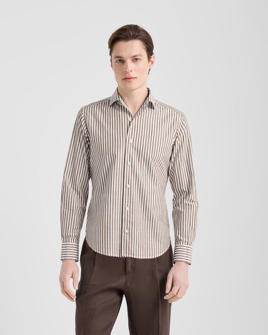 Camicia collo paramontura Bianco - tortora | Filippo De Laurentiis