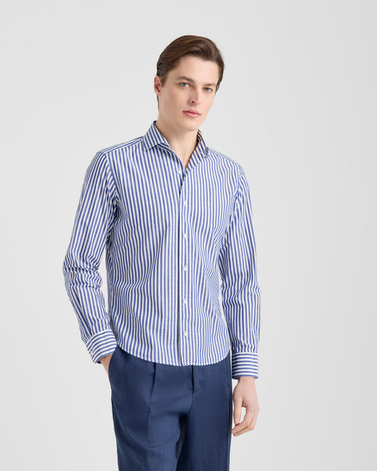Camicia collo paramontura Bianco - blu | Filippo De Laurentiis
