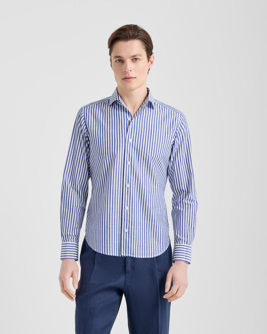 Camicia collo paramontura Bianco - blu | Filippo De Laurentiis
