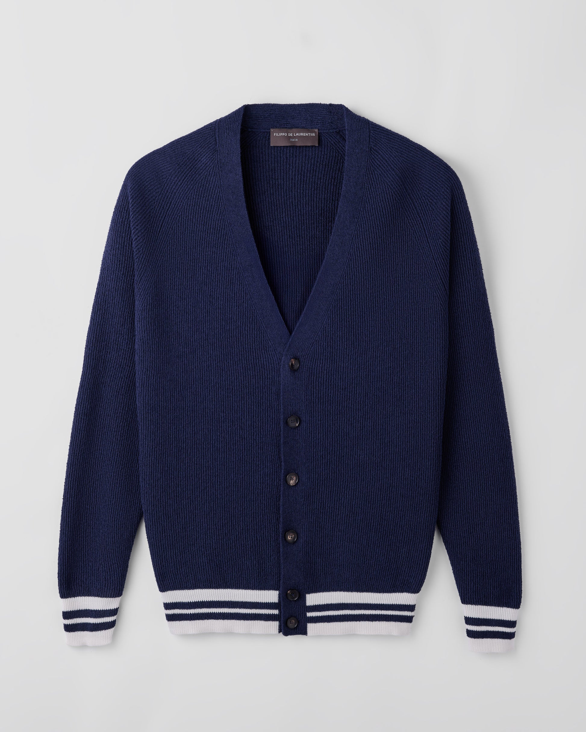 Buttoned cardigan NAVY - MILK | Filippo De Laurentiis
