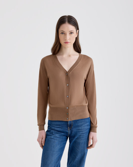 Buttoned cardigan  LIGHT CAMEL | Filippo De Laurentiis