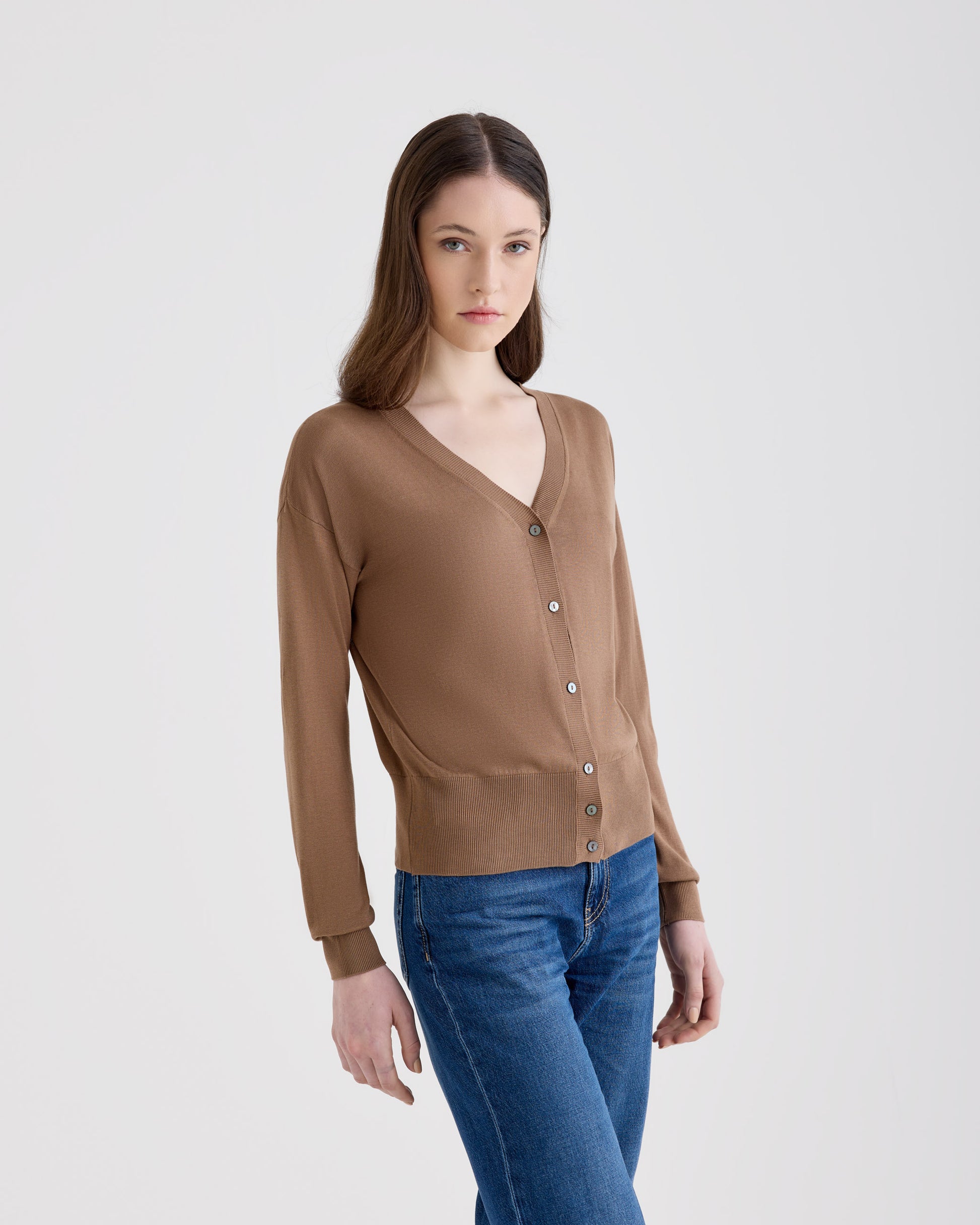 Cardigan con bottoni Cammello chiaro | Filippo De Laurentiis