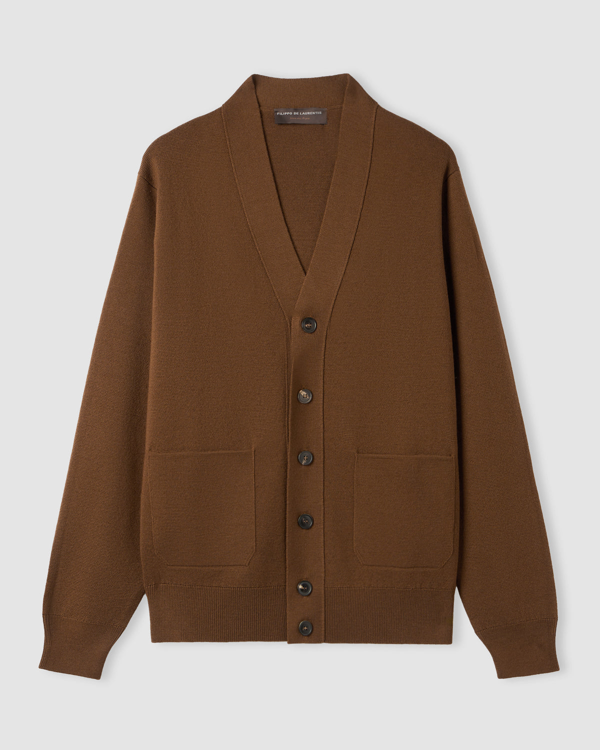 Buttoned cardigan DARK CAMEL | Filippo De Laurentiis
