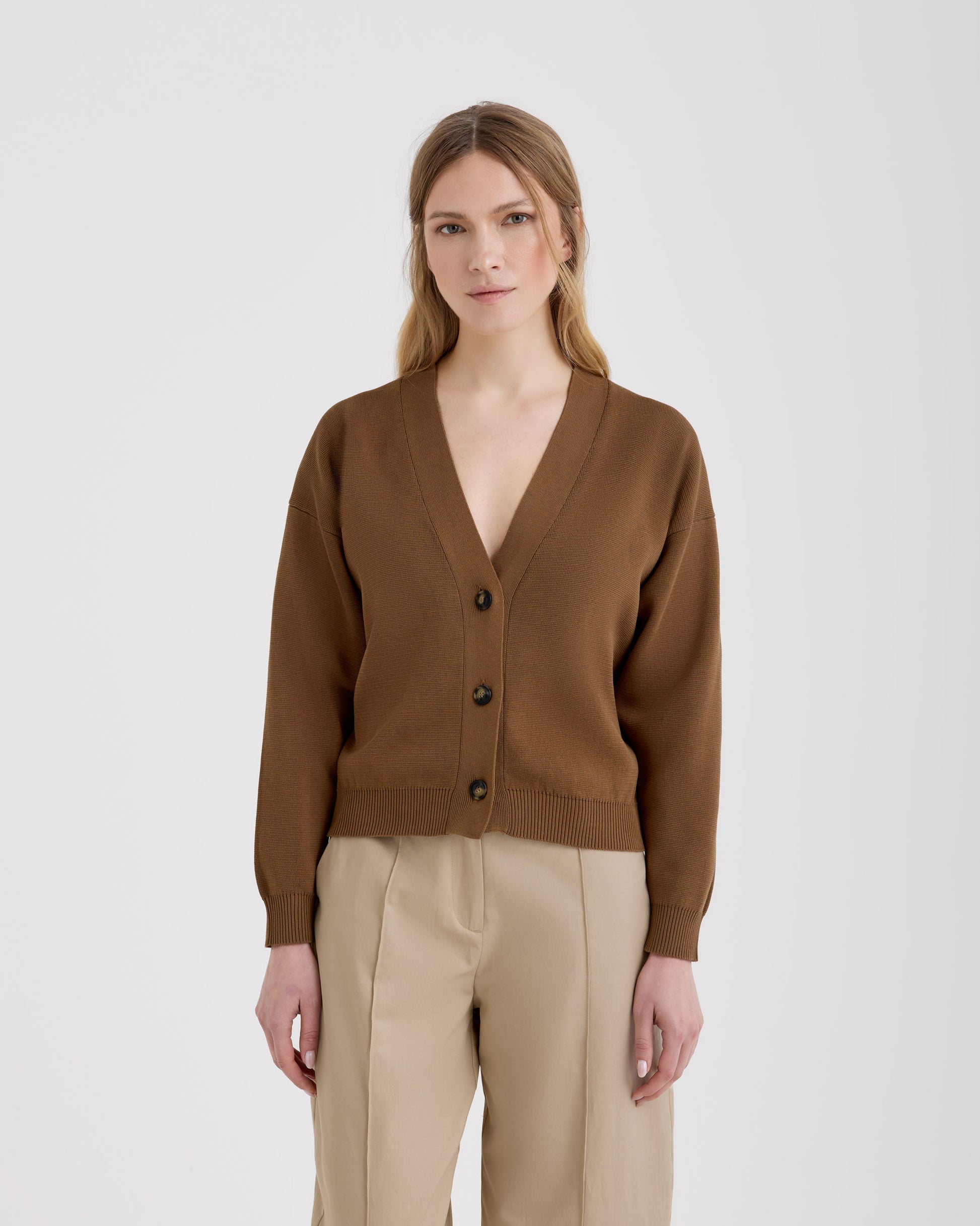 Buttoned cardigan  DARK CAMEL | Filippo De Laurentiis