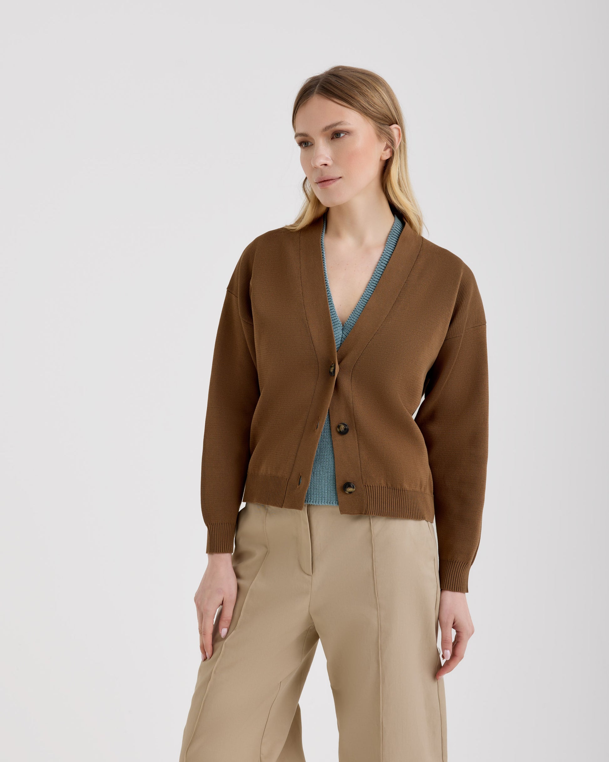 Buttoned cardigan  DARK CAMEL | Filippo De Laurentiis