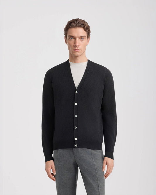 Buttoned cardigan Charcoal grey | Filippo De Laurentiis