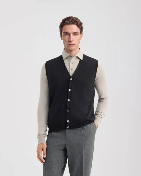 Gilet con bottoni Antracite | Filippo De Laurentiis