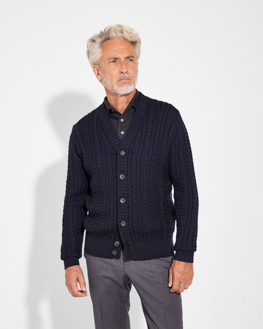 Cardigan con bottoni trecce
