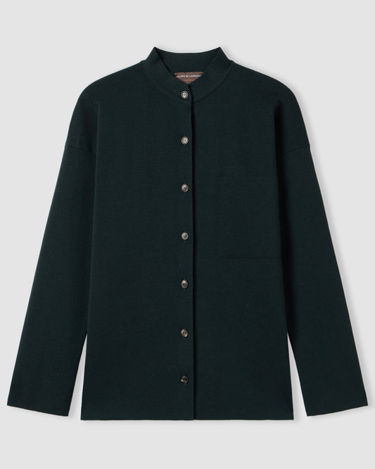 Long-sleeved mandarin collar sweater DARK GREEN | Filippo De Laurentiis